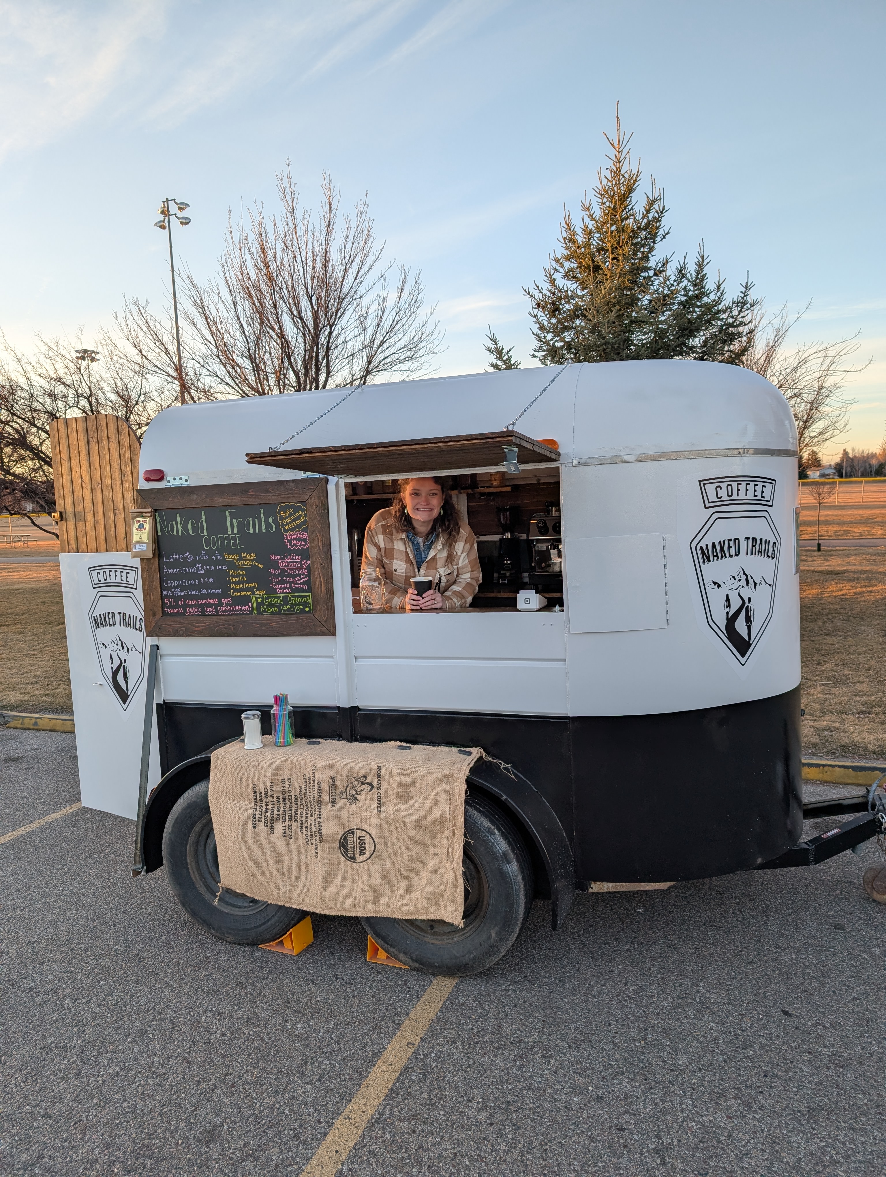 Naked Trails Mobile Coffee Trailer Setup